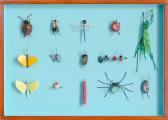 Matthias Garff: Insektenkasten [Holunderluft], 2016, found material, wire, nails, screws, paint, glaze, wood, glass, 42 x 60 x 4 cm 

